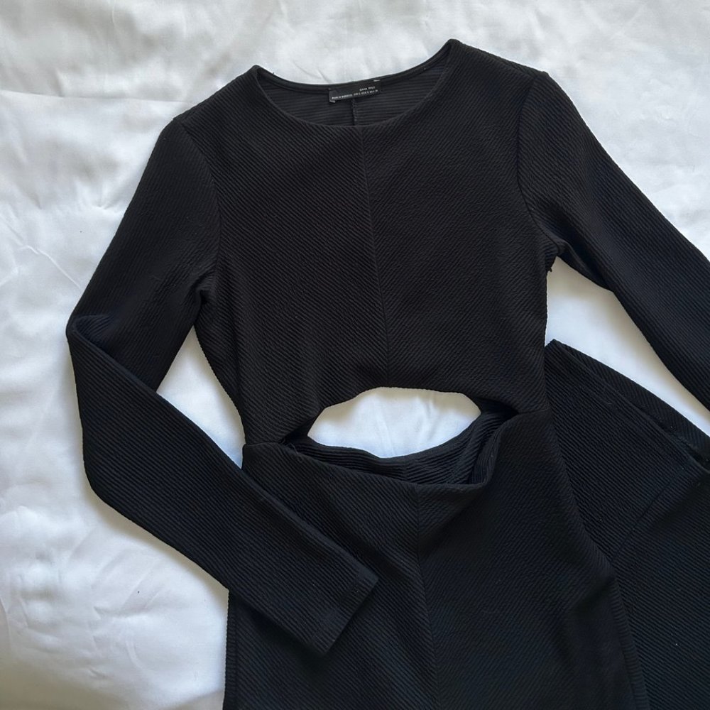 Zara Midi Black Dress Size S